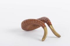 Mid-Century Carl Auböck Massive Brass Pipe Rest, Vienna, 1950s