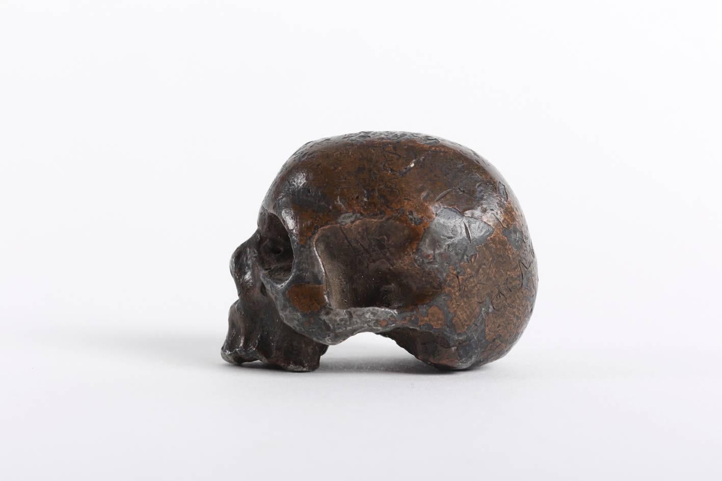 Austrian Rare and Decorative Memento Mori Lead Skull, 18th Century