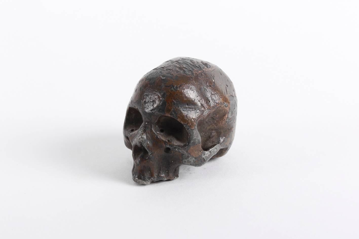Rare and Decorative Memento Mori Lead Skull, 18th Century 2