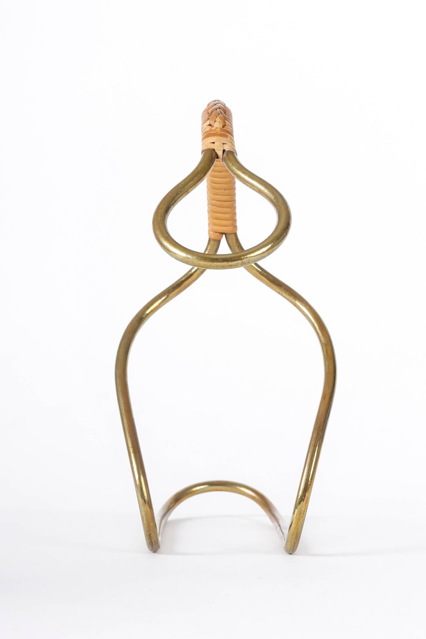 Mid-20th Century Carl Auböck Mid-Century Bamboo and Brass Wine Bottle Holder