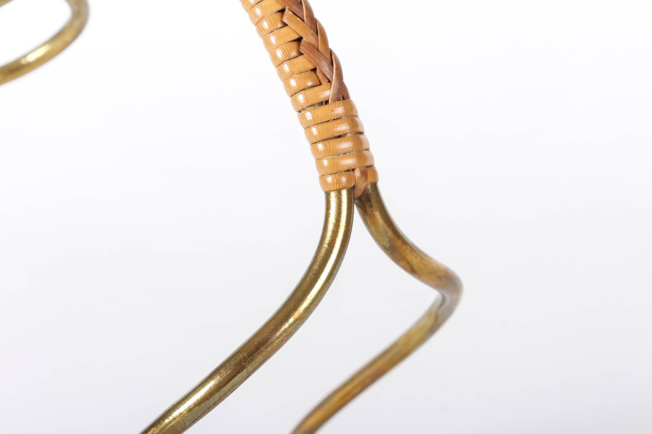 Mid-Century Modern Carl Auböck Mid-Century Bamboo and Brass Wine Bottle Holder