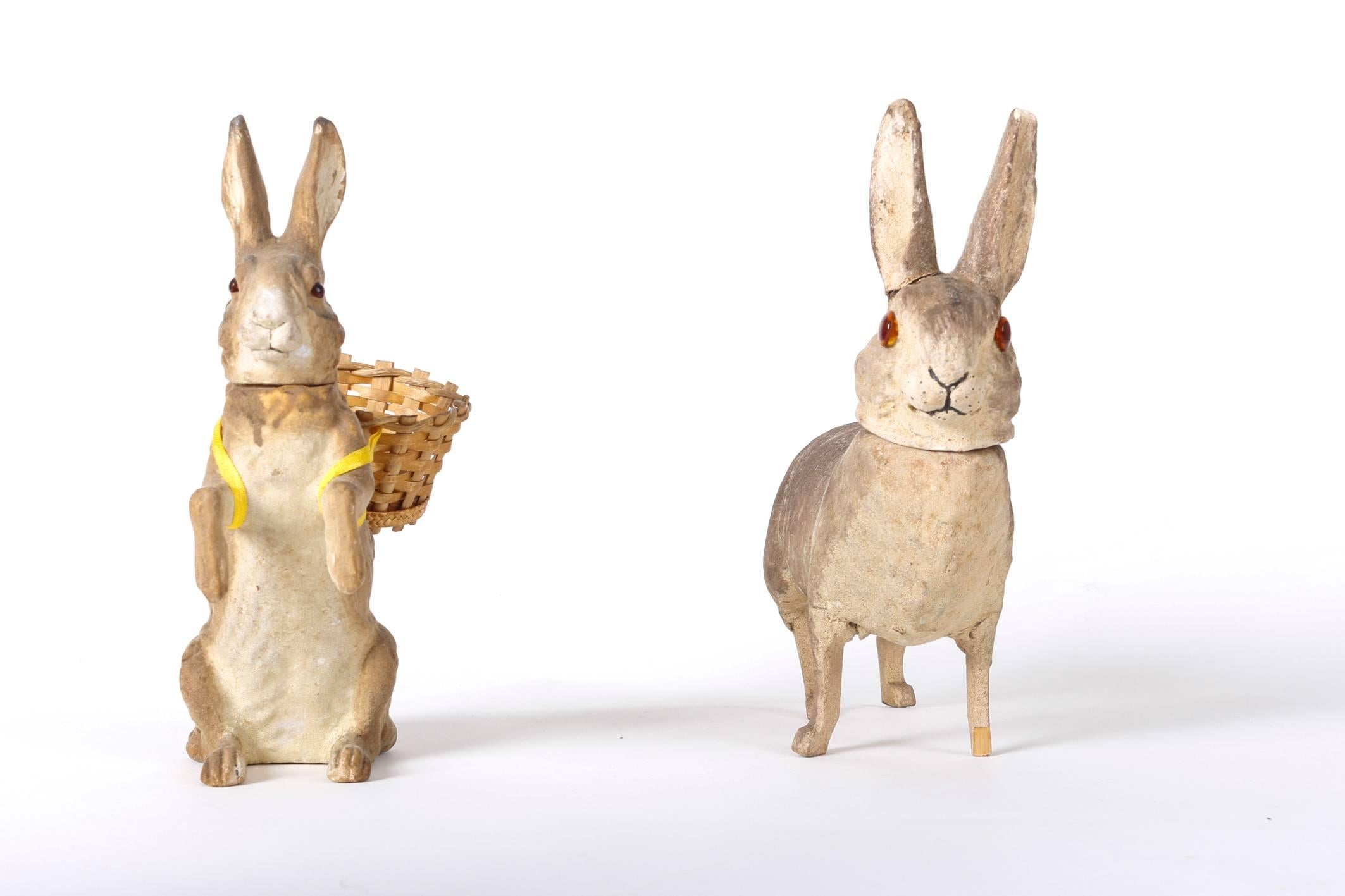 Belle Époque Two Amazing German Rabbit Candy Containers for Easter, circa 1900