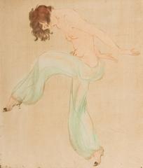 Etching by Vala Moro, Vienna Depicting an Art Deco Dancing Nude