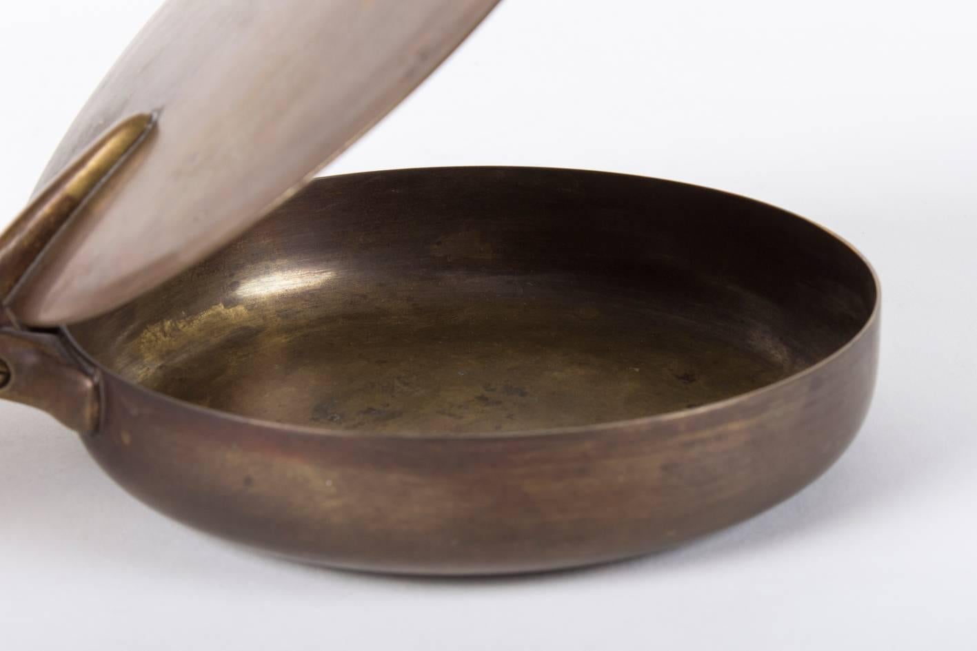 Marked Carl Auböck Heavy Brass and Bamboo Pan, Vienna, 1950s For Sale 4