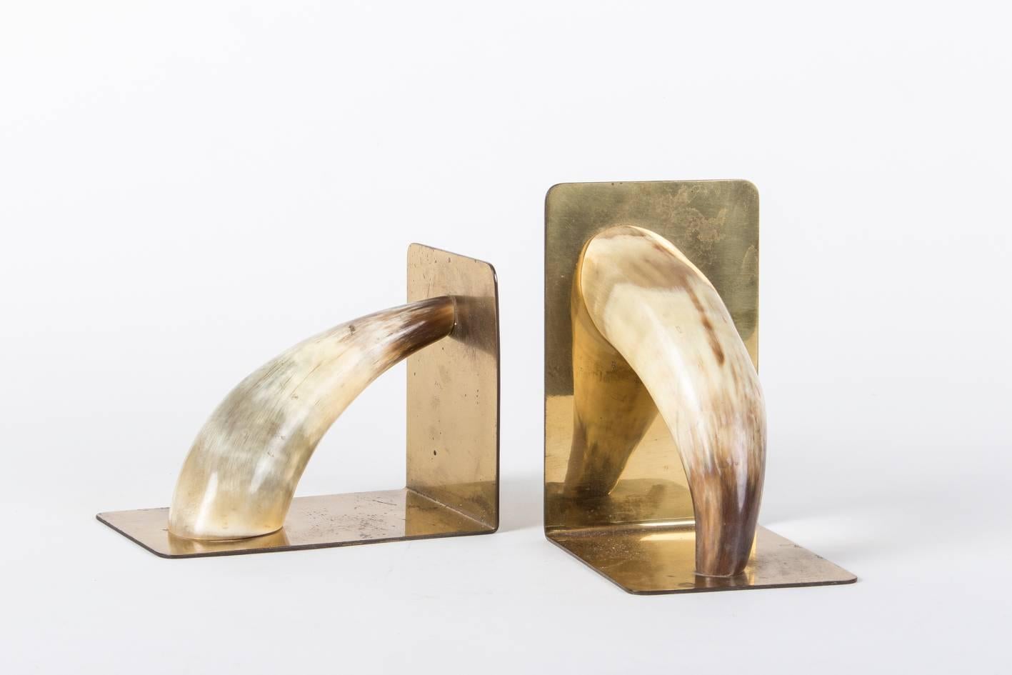 Austrian Marked Mid-Century Carl Auböck Horn Bookends, Vienna, 1950s For Sale