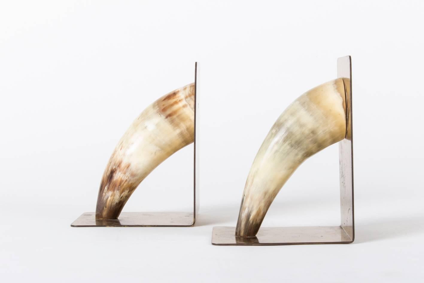 Mid-Century Modern Marked Mid-Century Carl Auböck Horn Bookends, Vienna, 1950s For Sale