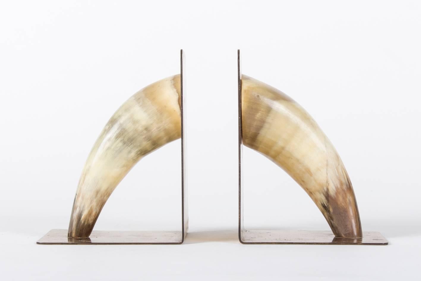 Polished Marked Mid-Century Carl Auböck Horn Bookends, Vienna, 1950s For Sale