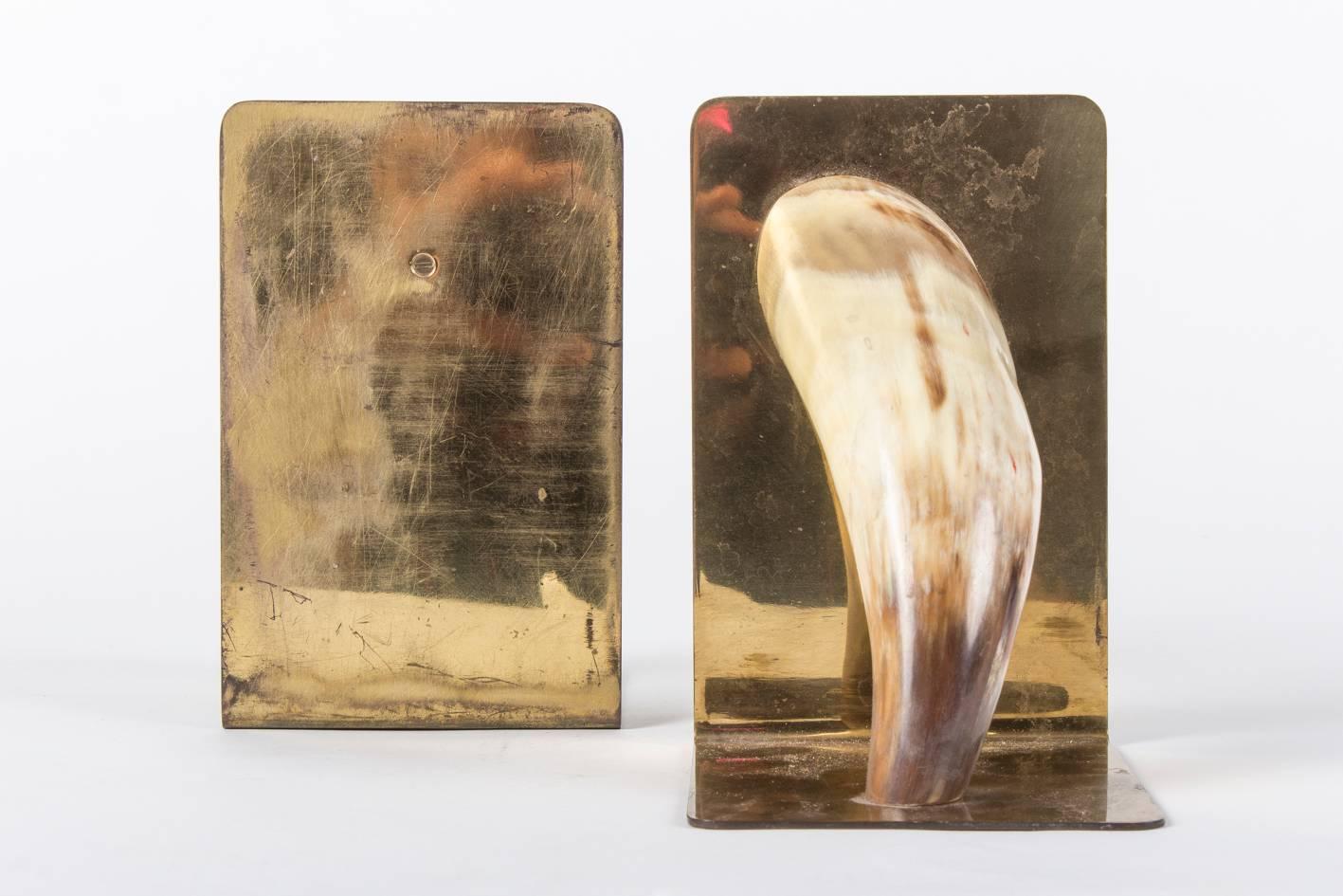 Marked Mid-Century Carl Auböck Horn Bookends, Vienna, 1950s For Sale 1