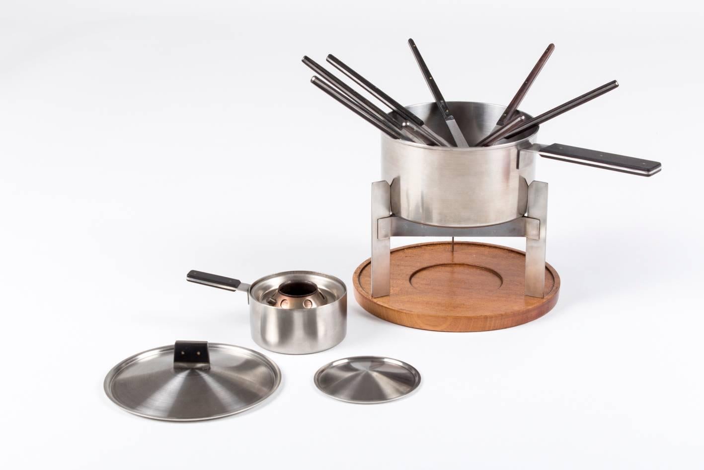 Mid-20th Century Puristic Fondue-Set by Carl Auböck for Amboss Austria, Vienna, 1960s For Sale