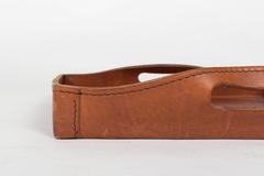 Rare Large and Thick Leather Serving Tray by the Auböck Workshop, Vienna, 1950s