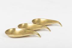 Set of Three Stackable Brass Ashtrays, Signed Auböck, Vienna, 1950s