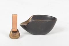Massive Mid-Century Brass Ashtray by the Aubock Workshop, Vienna, 1950s