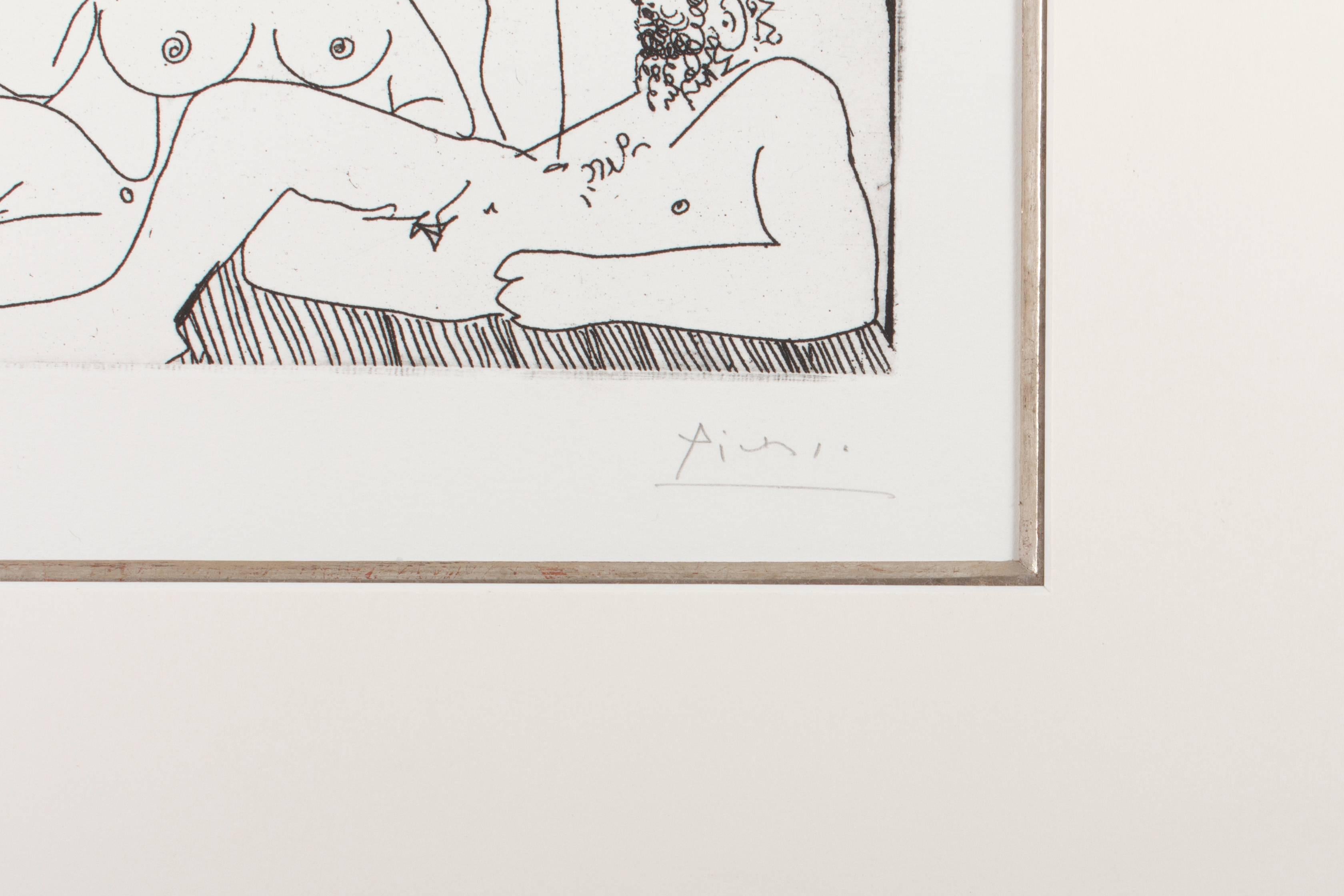 Modern Picasso, Suite 347, Reclining Man with Two Women for Gallery Louise Leiris, 1969 For Sale
