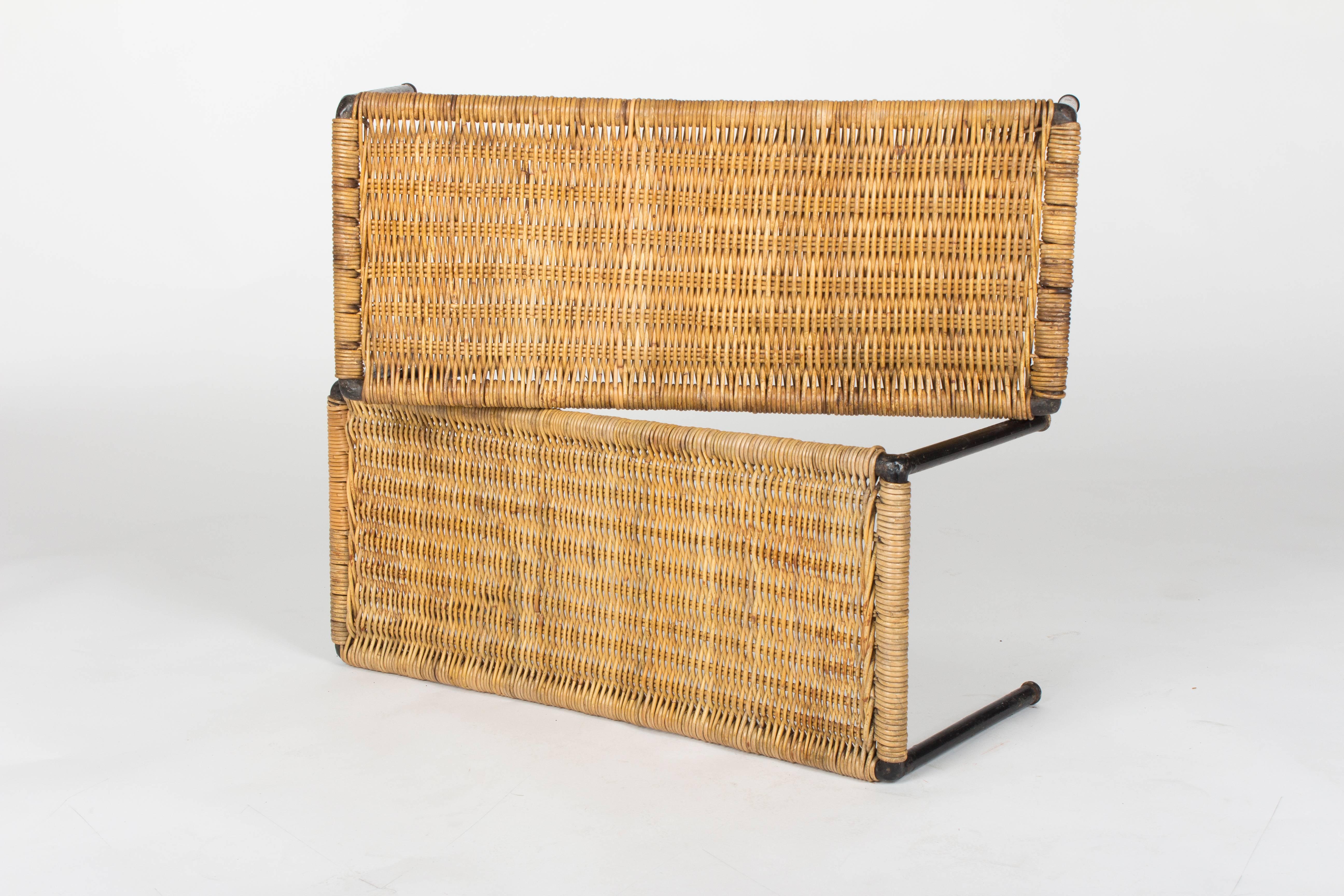 Rare Pair of Early Auböck Wicker Side Tables, Vienna, 1950s For Sale 2