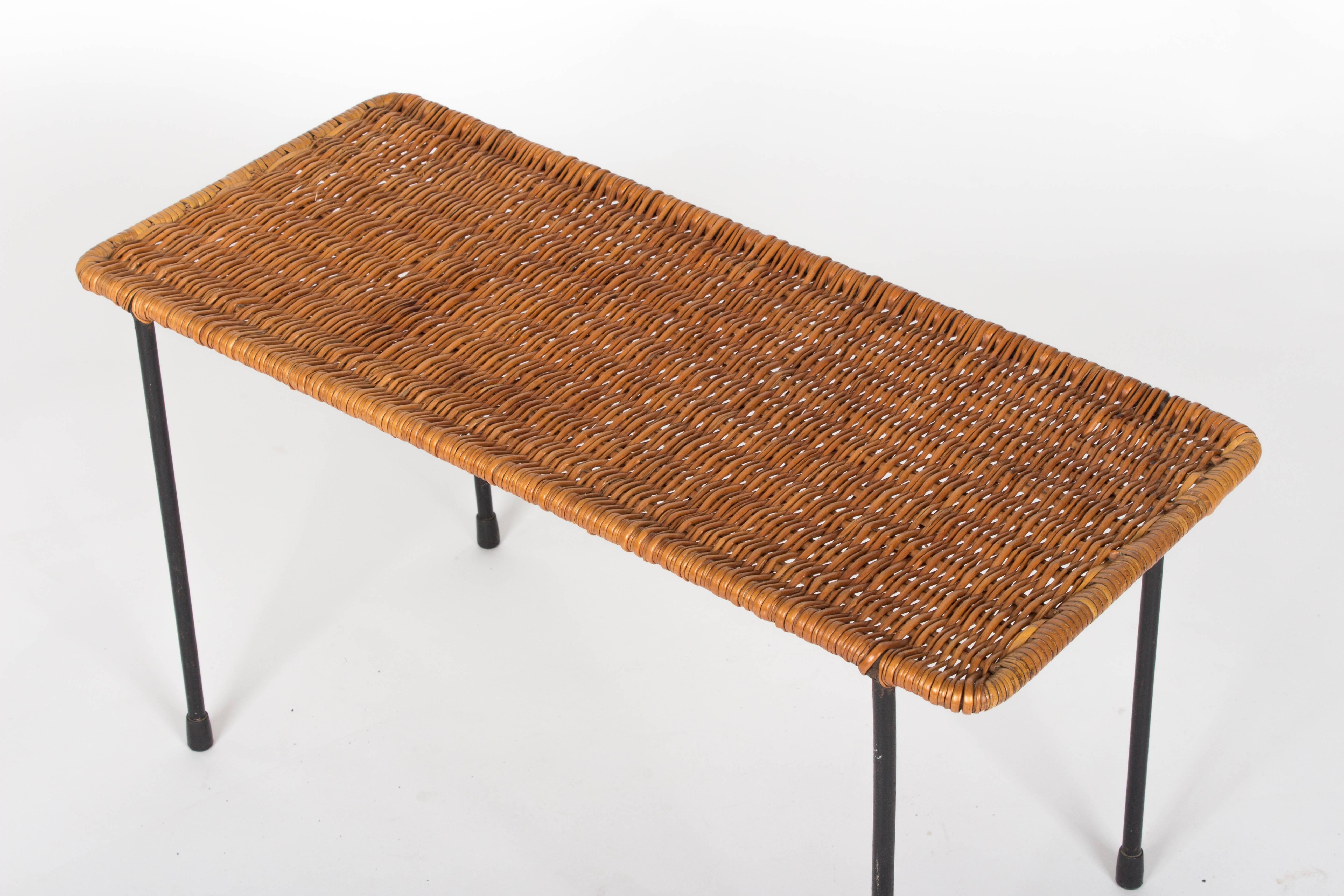 Beautiful Wicker and Steel Side Table, Vienna Early 1960s For Sale 2