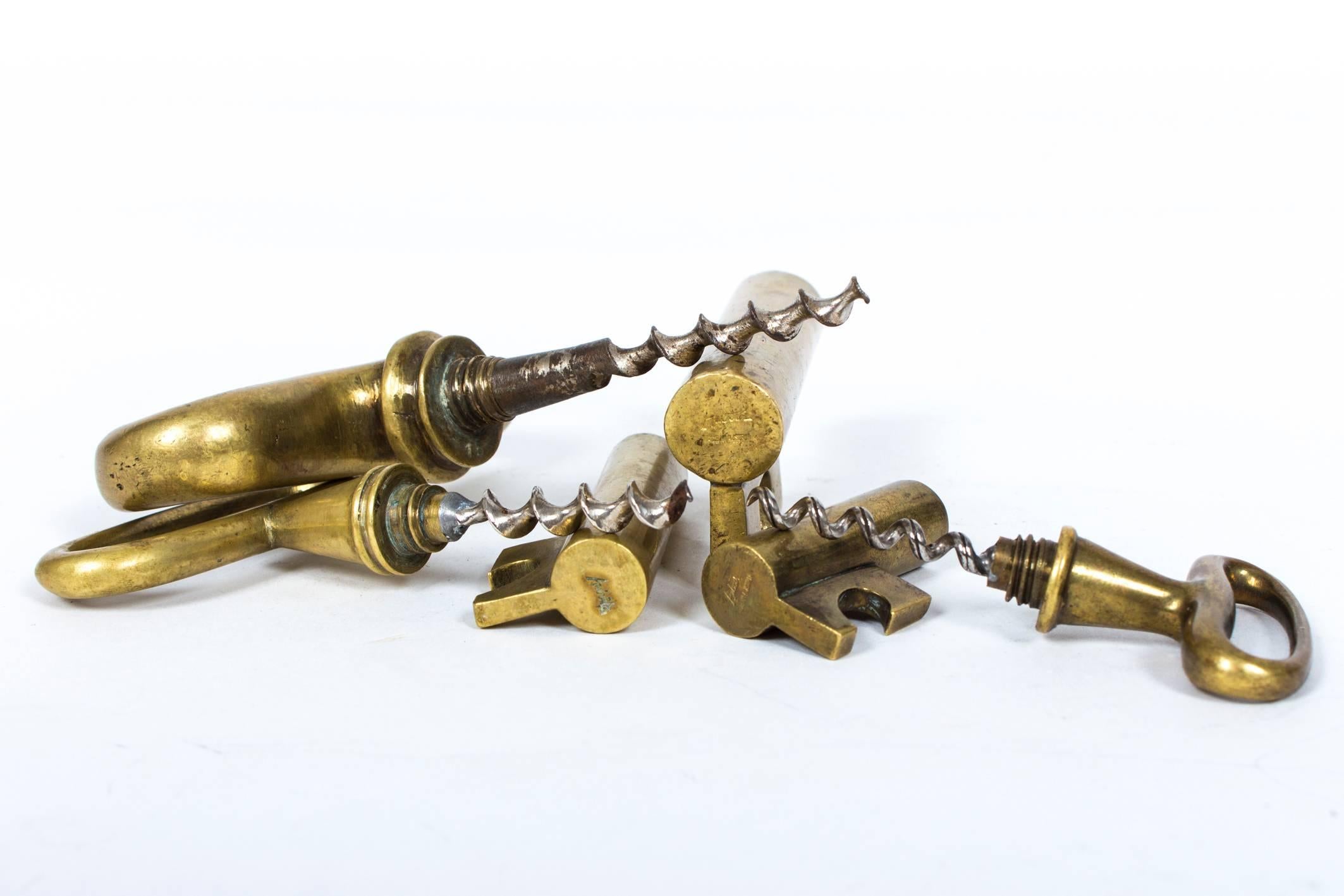 Austrian Collectors Set of All 3 Heavy Brass Key Corkscrew Openers by Carl Auböck, Vienna For Sale