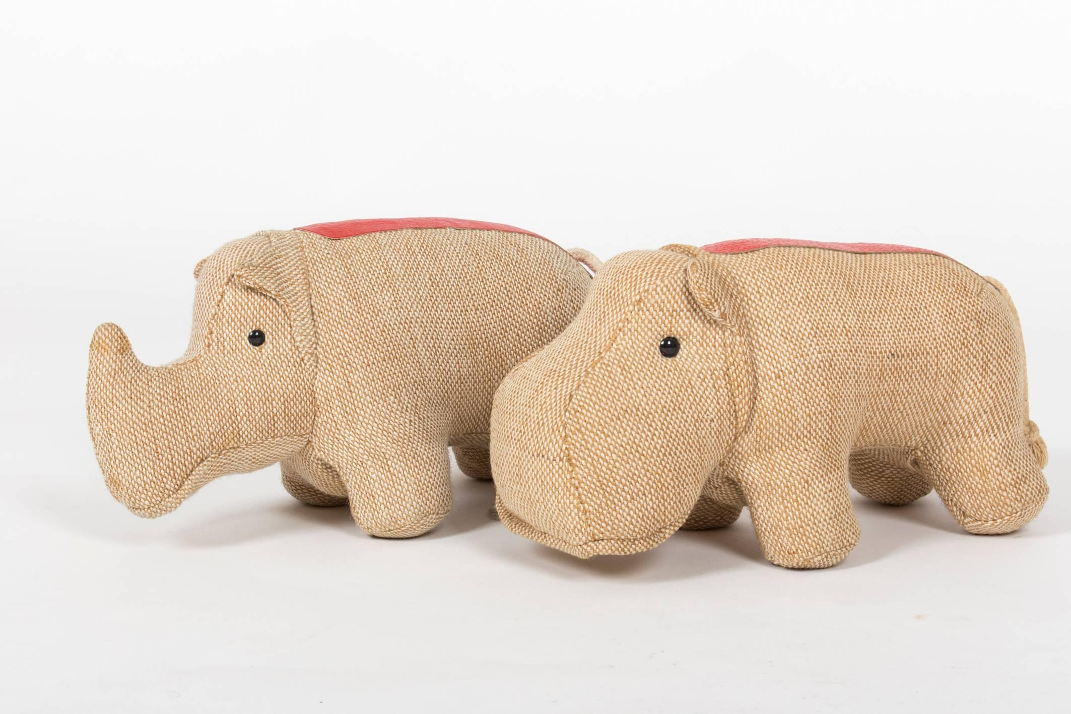 Presented are an absolutely cute pair of a hippo and a rhino by the infamous Eastern German toymaker Renate Müller. Both in very good condition.