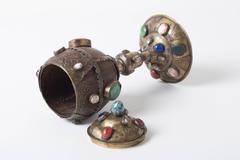 Antique Baroque Coconut Cup with Stones, Micro Mosaics and Gems, circa 1742