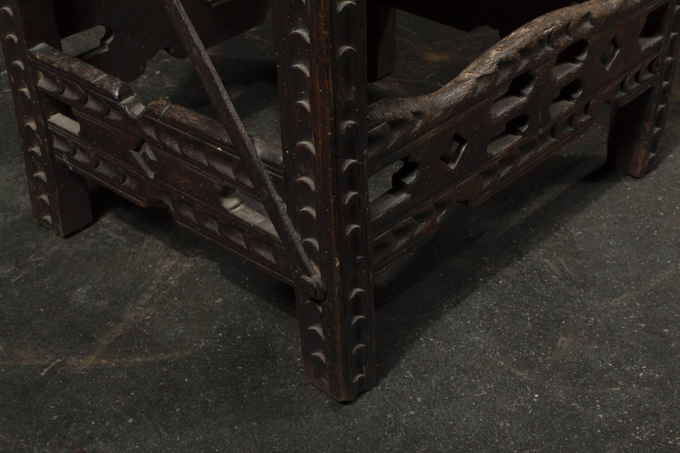 17th Century Carved Renaissance Chair in Untouched Condition 2