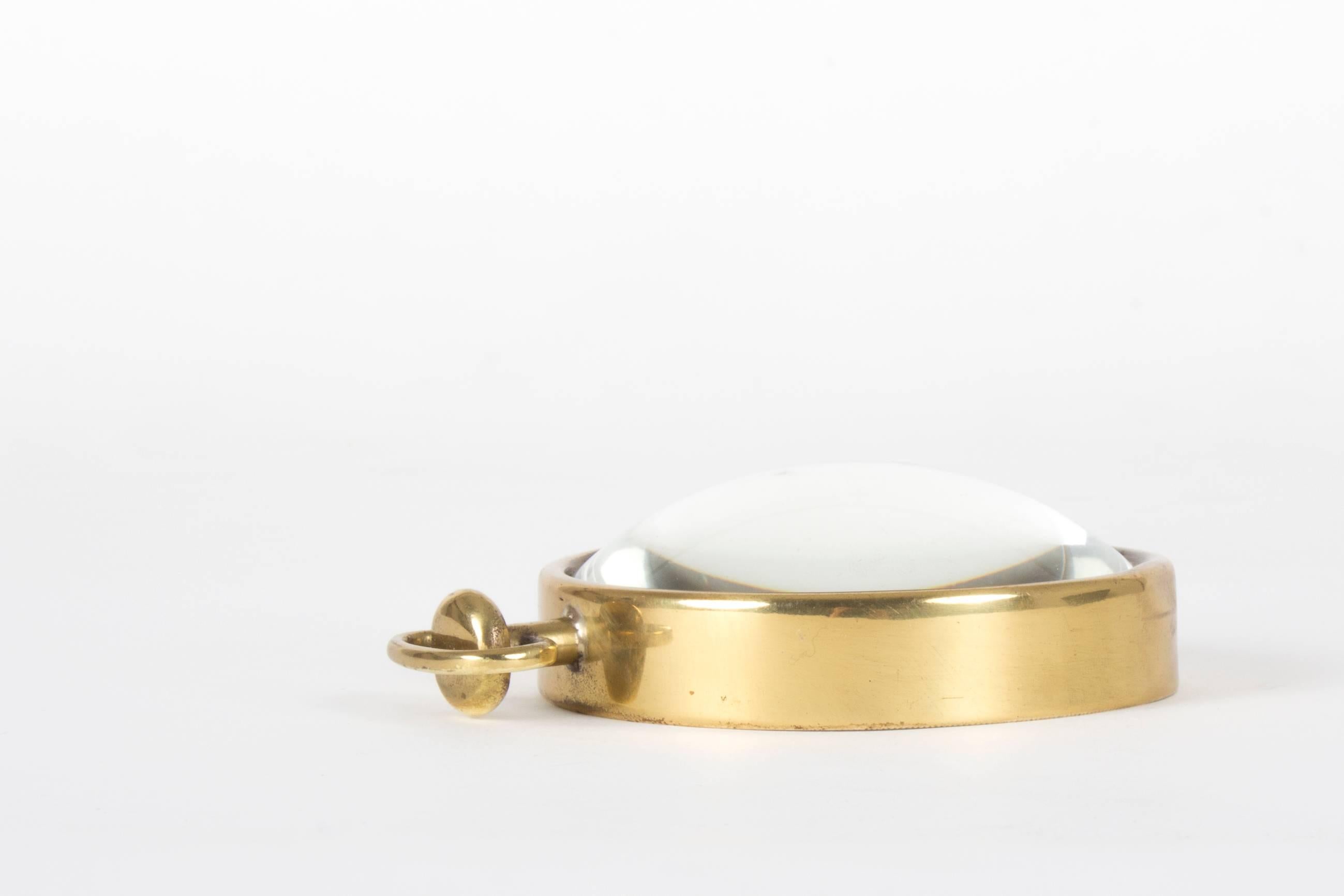 Mid-20th Century Marked Midcentury Auböck, Aubock Brass Paperweight Magnifier Lens, 1950s