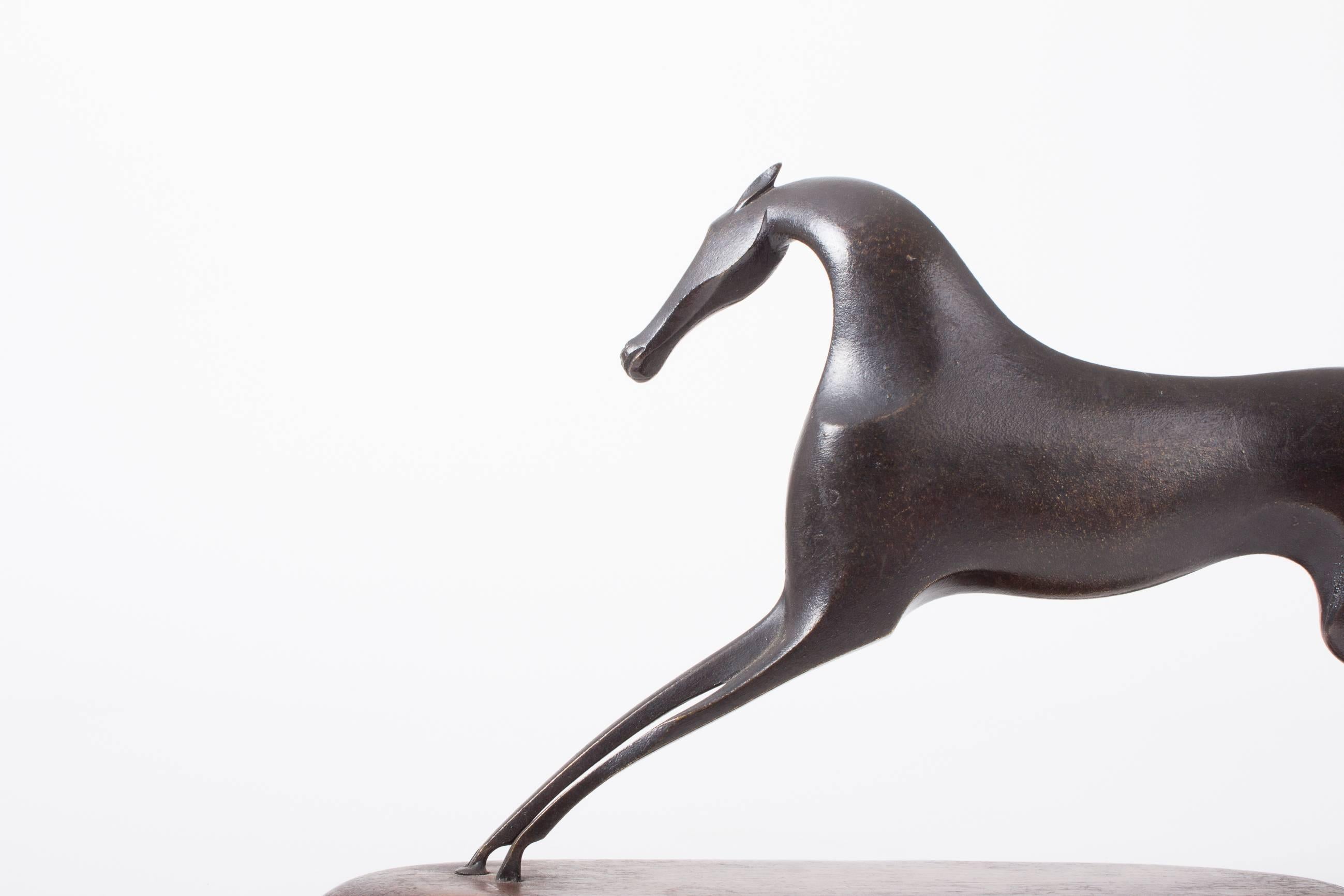 Decoratively Shaped Hagenauer Horse Made of Patinated Brass, 1950s 3