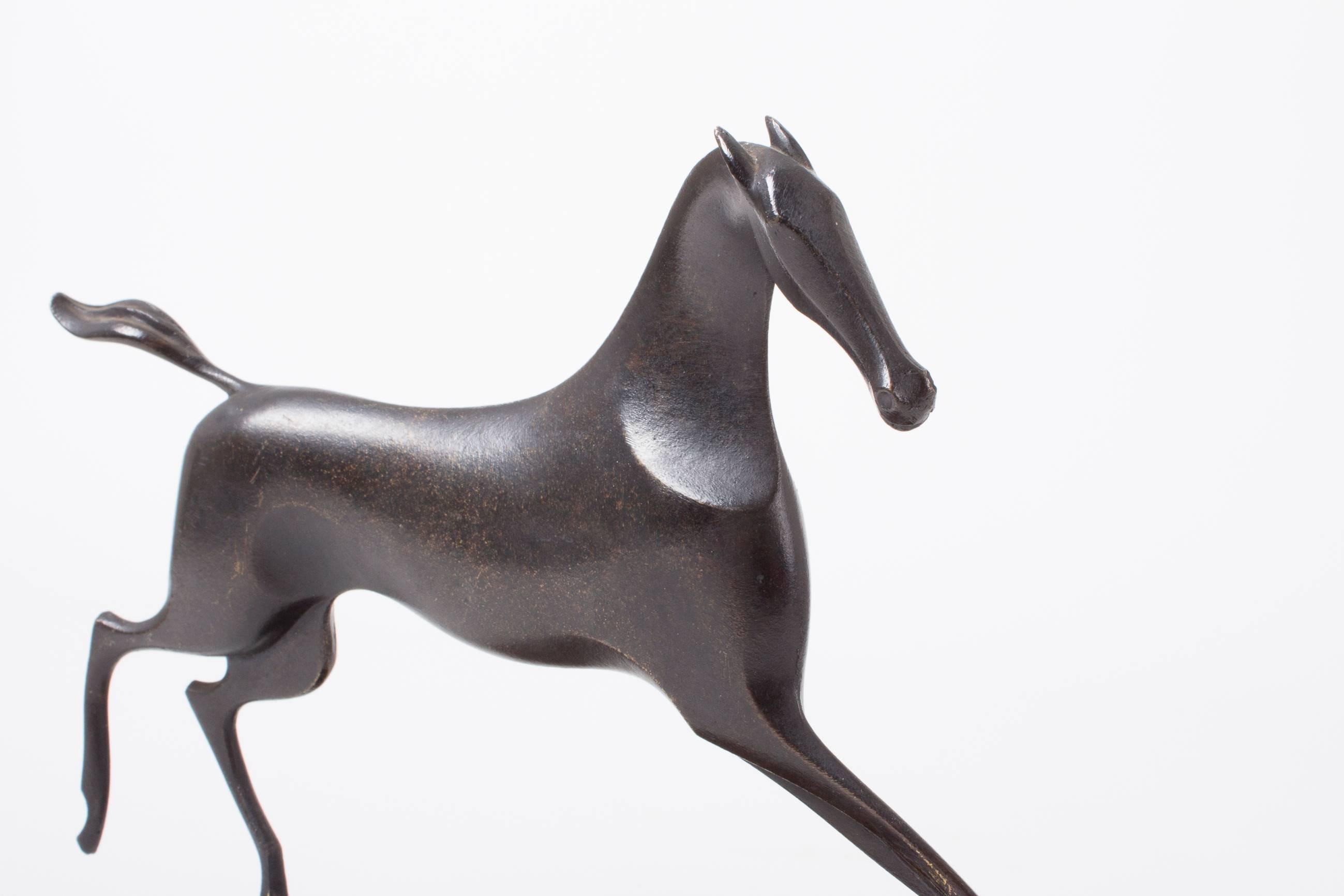 Decoratively Shaped Hagenauer Horse Made of Patinated Brass, 1950s In Excellent Condition In Vienna, Vienna