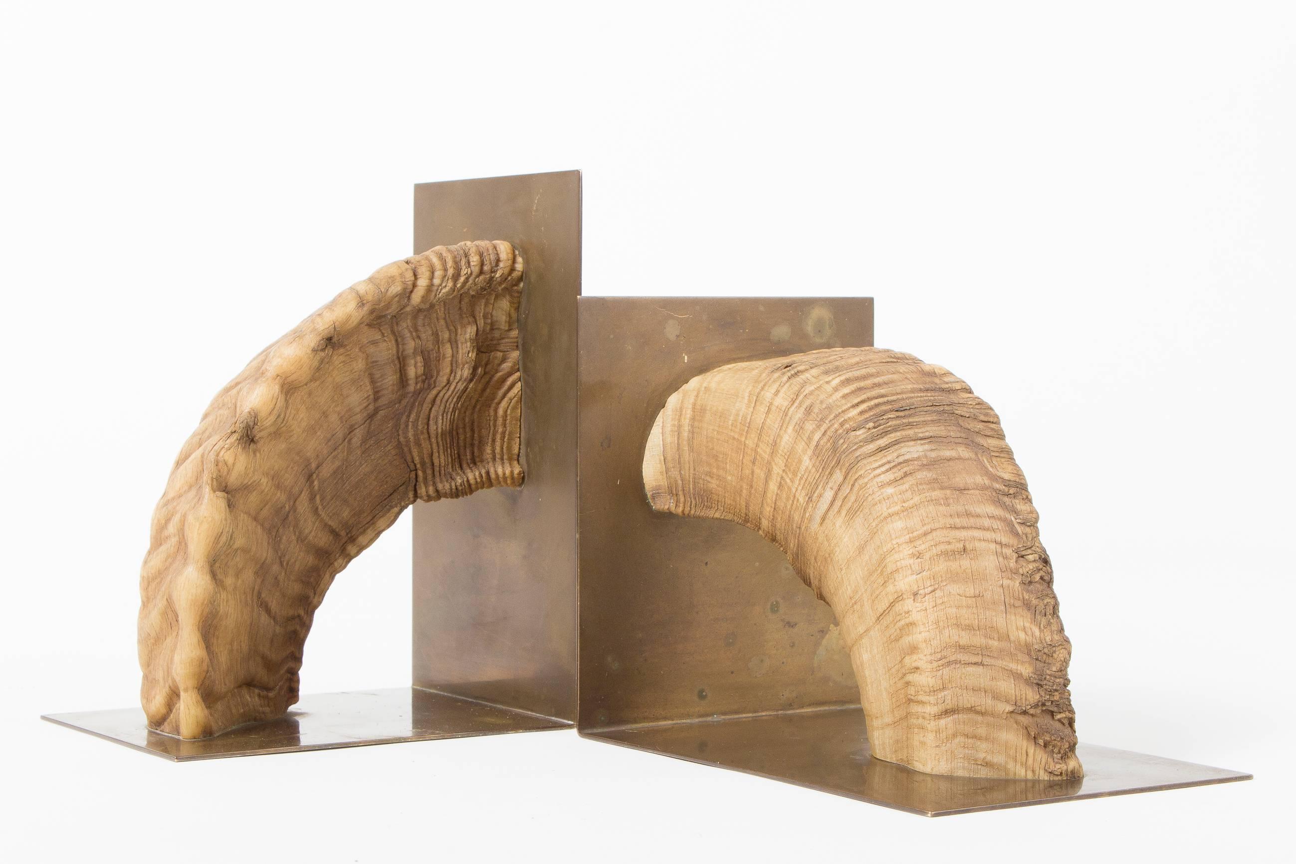 Pair of Auböck, Midcentury Brass and Horn Bookends For Sale 2