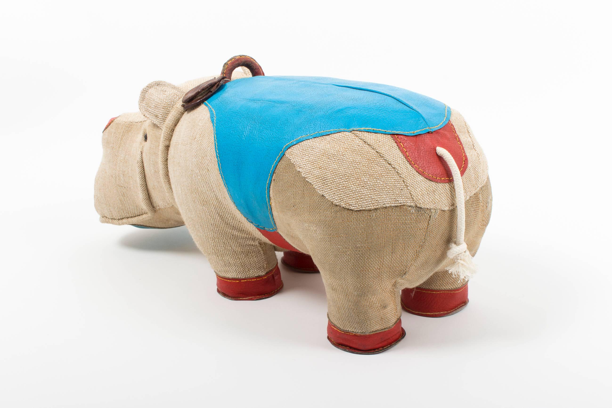 Leather Signed 'Therapeutic Toy' Hippopotamus by Renate Müller, Designed in 1968