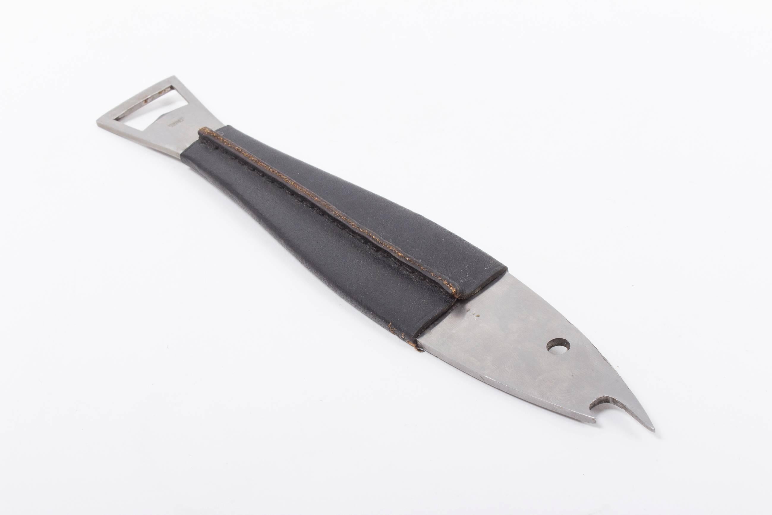 German Large Leather Fish Opener by Carl Auböck Designed in 1950s For Sale