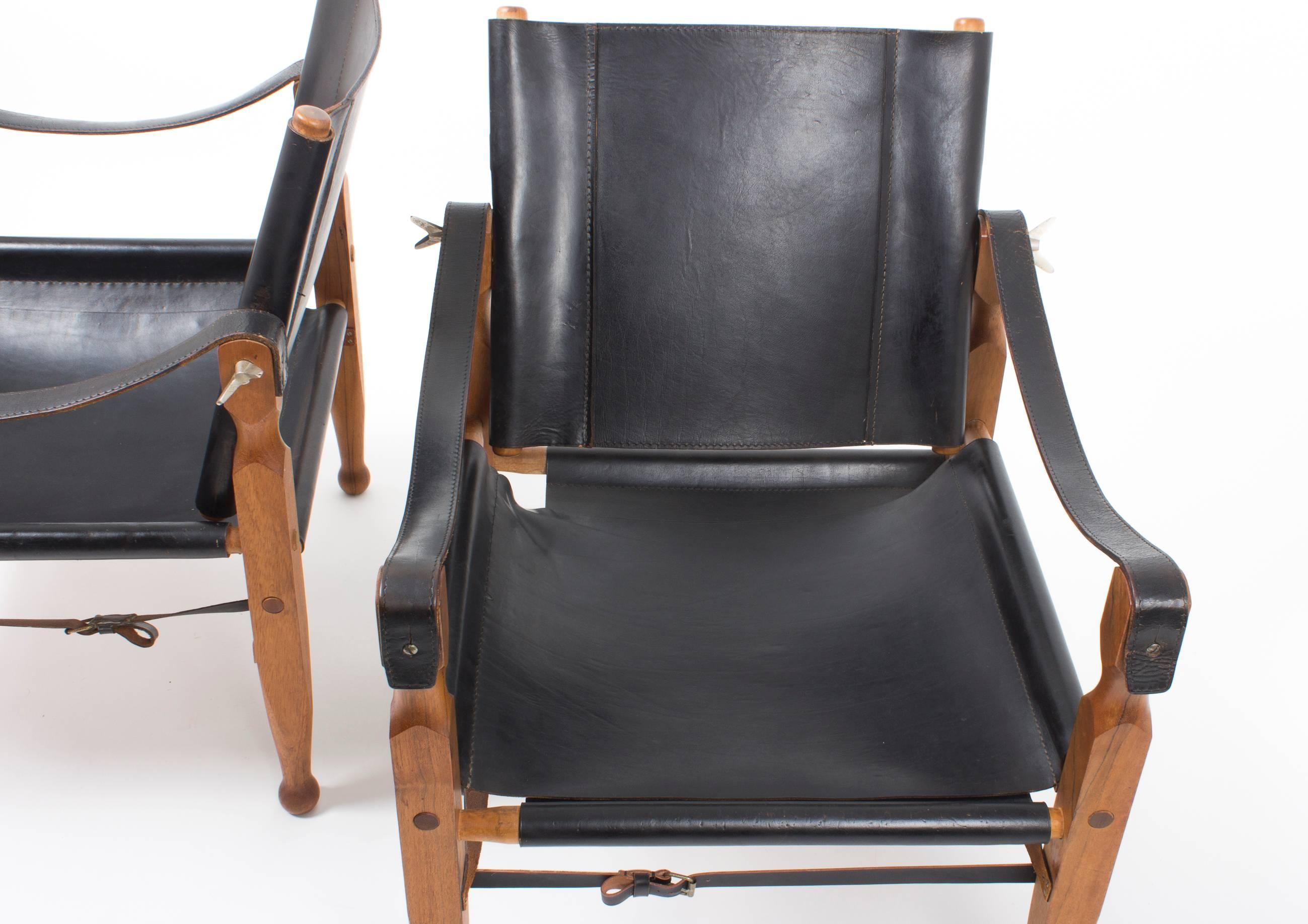 Rare Pair of Mint Black Carl Auböck Safari Chairs, Designed in 1950s For Sale 3