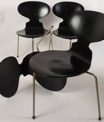 Set of Four Early Arne Jacobsen FH 3100 Three-Leg Ant Chairs