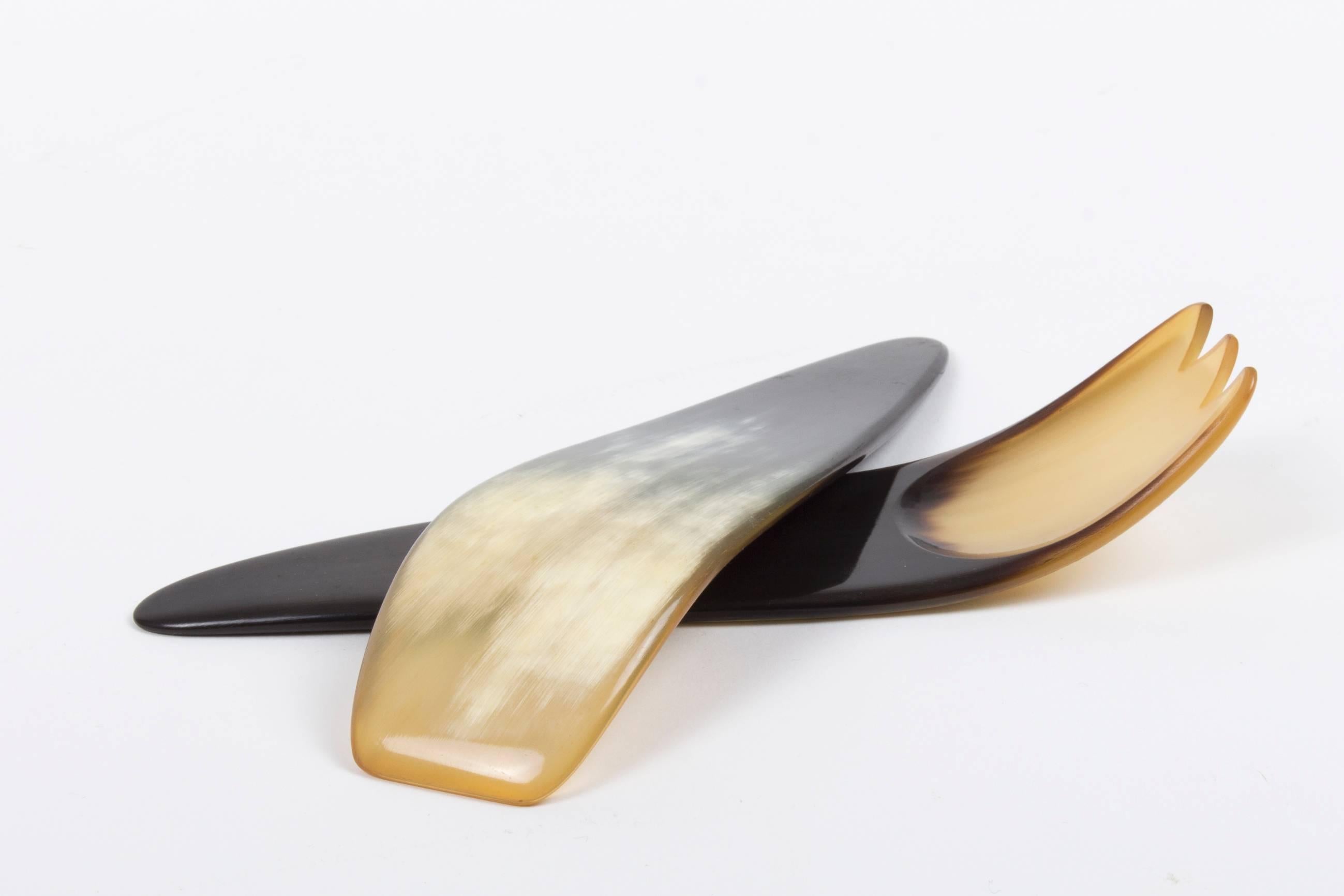 Set of Midcentury Carl Auböck Horn Salad Servers  In Excellent Condition For Sale In Vienna, Vienna