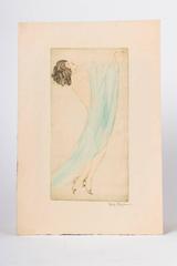 Etching by Vala Moro, Vienna Depicting an Art Deco Dancing Nude