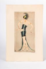 Etching by Vala Moro, Vienna Depicting an Art Deco Dancing Nude, Tango
