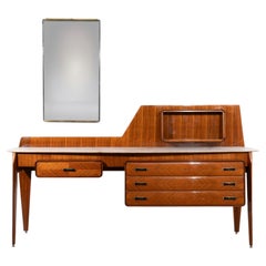 Italian Mid-Century Vanity Dresser with Marble Top by Silvio Cavatorta, 1950s