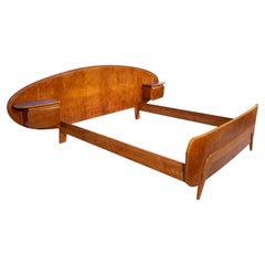Italian Art Deco Burl Wood Double Bed attributed to Paolo Buffa, Italy, 1940s