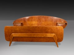 Italian Art Deco Burl Wood Double Bed attributed to Paolo Buffa, Italy, 1940s