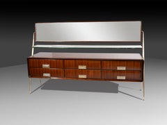 Silvio Cavatorta Italian Mid-Century Sideboard with Mirror & Glass Shelf, 1950s