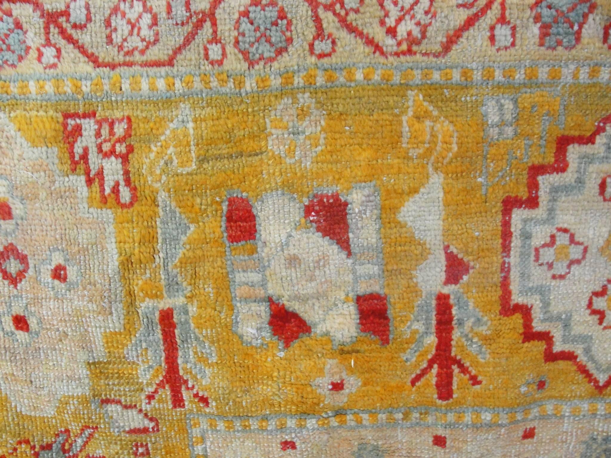 Wool Antique Turkish Ushak 'Oushak' Carpet, 10.2