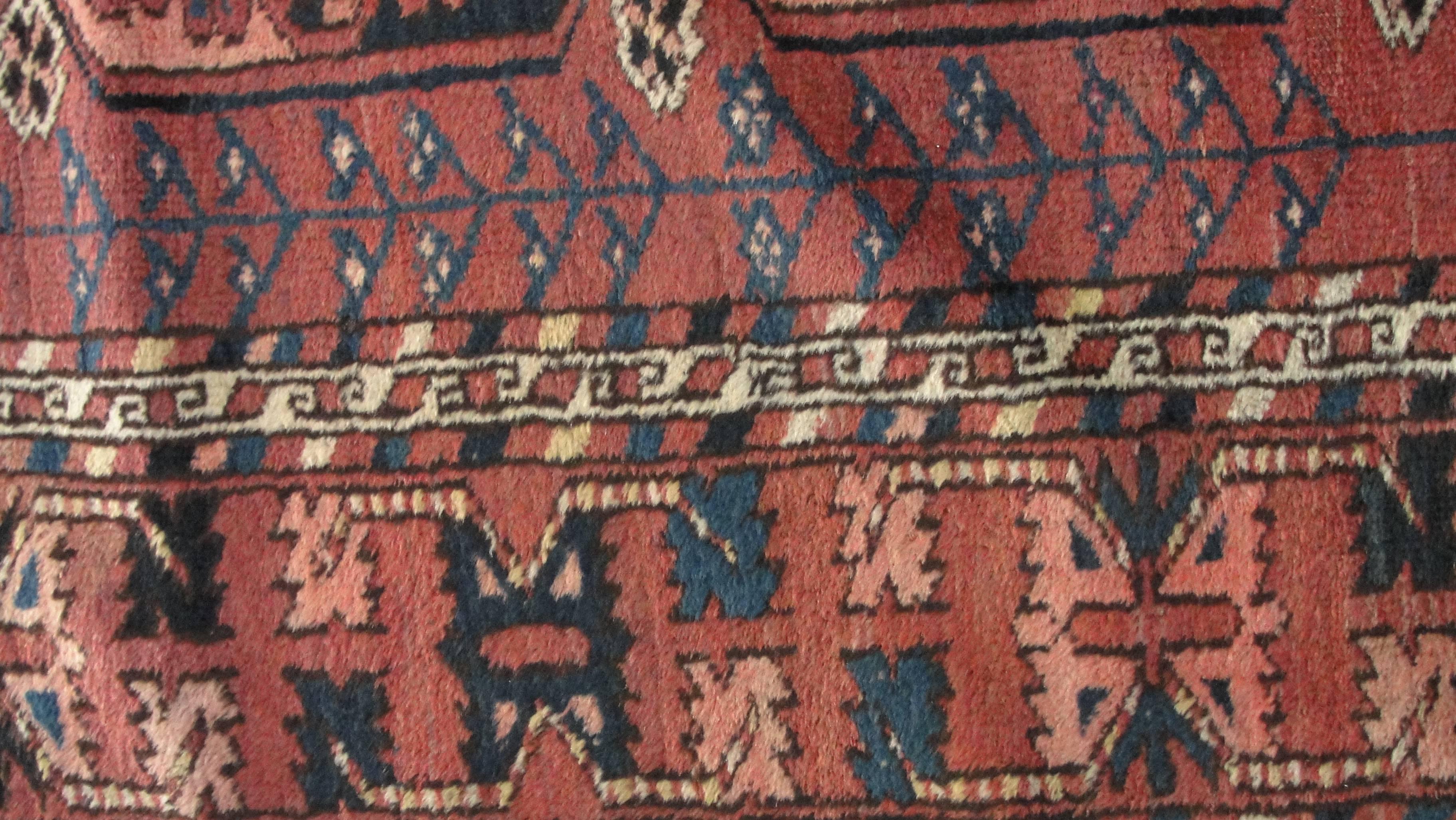 Hand-Woven Antique Turkoman Ersari Carpet