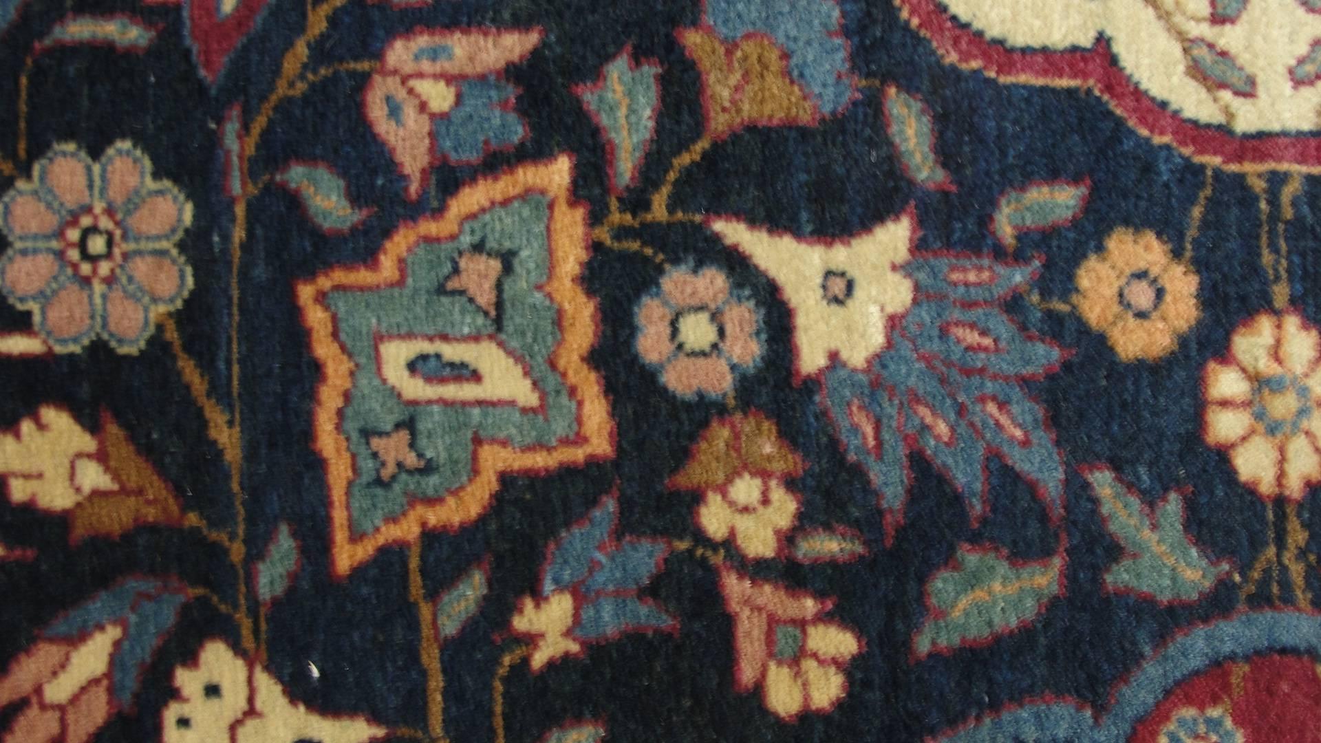 Wool Antique Persian Tabriz Carpet, 4'6