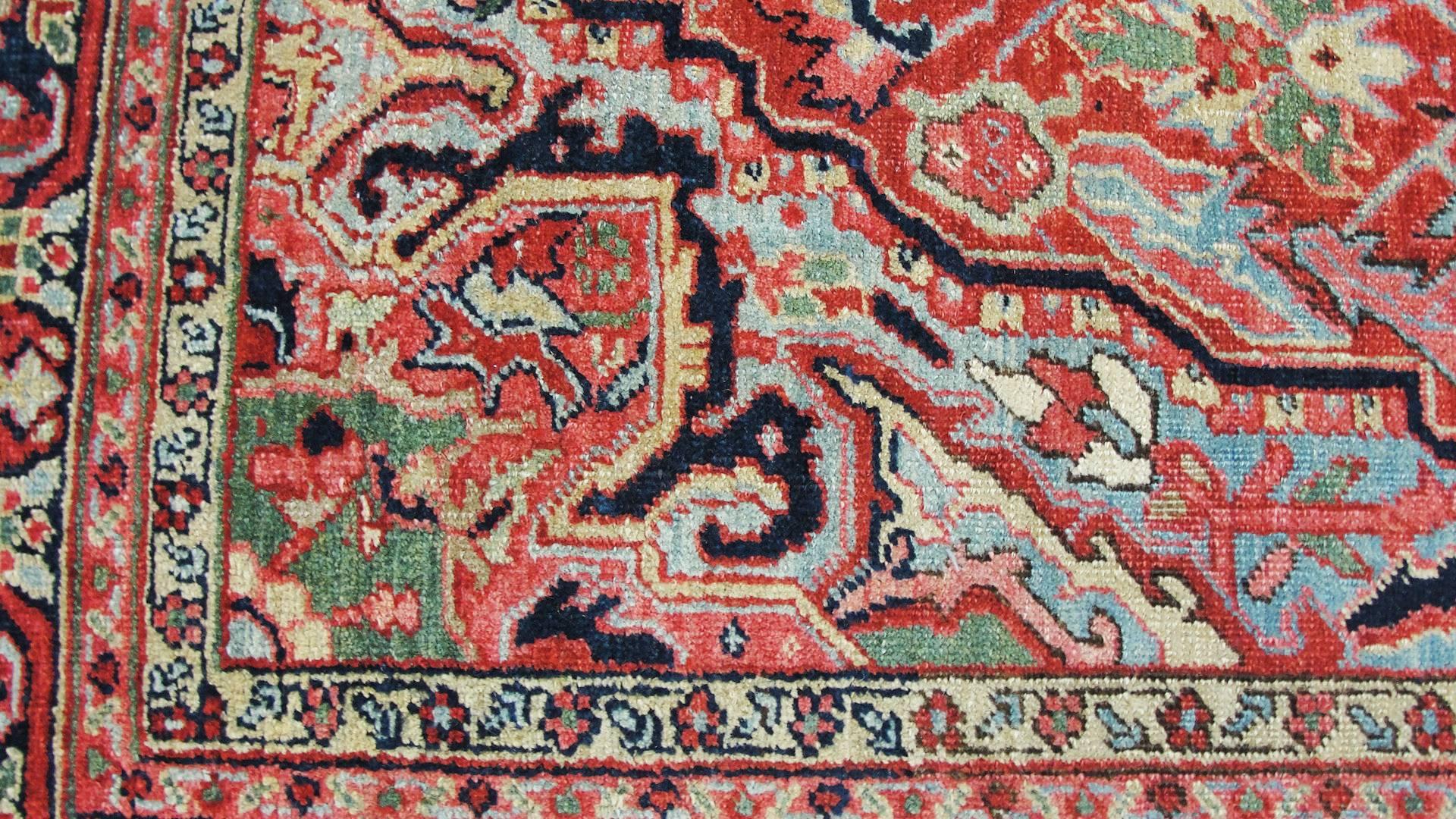 Hand-Woven Amazing Antique Persian Heriz Carpet