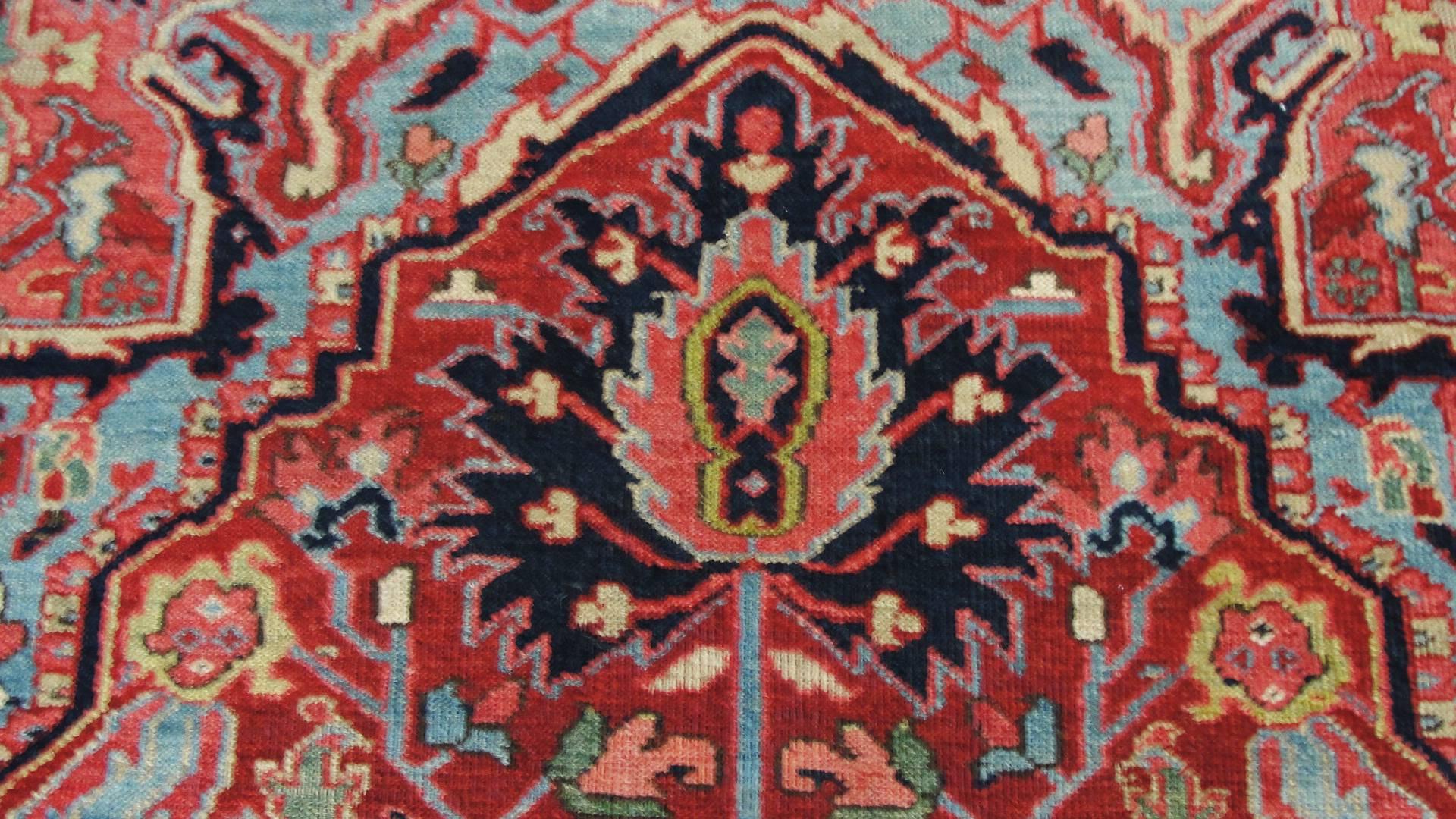 Wool Amazing Antique Persian Heriz Carpet