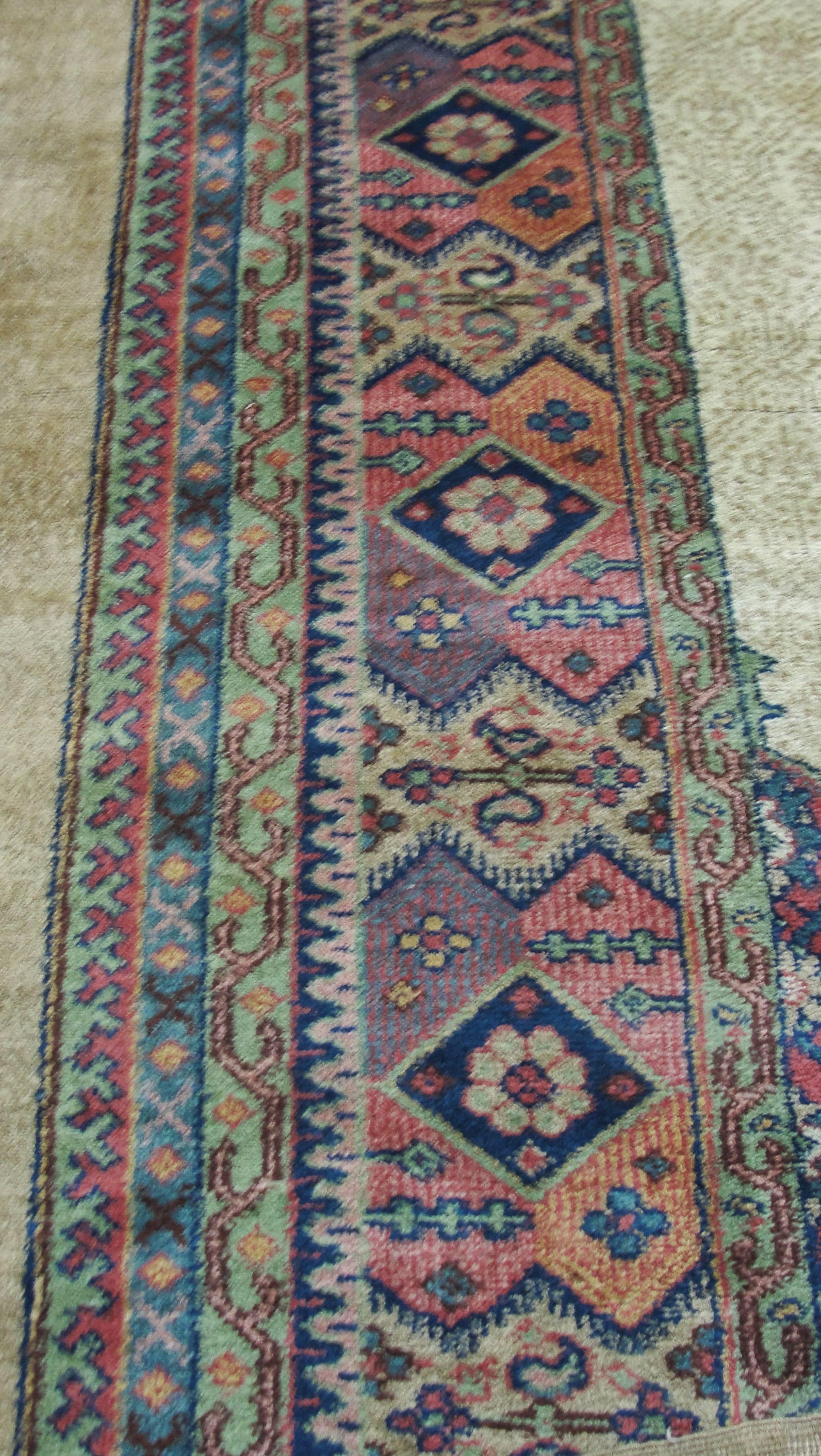 Hand-Woven Antique Turkish Serab Carpet