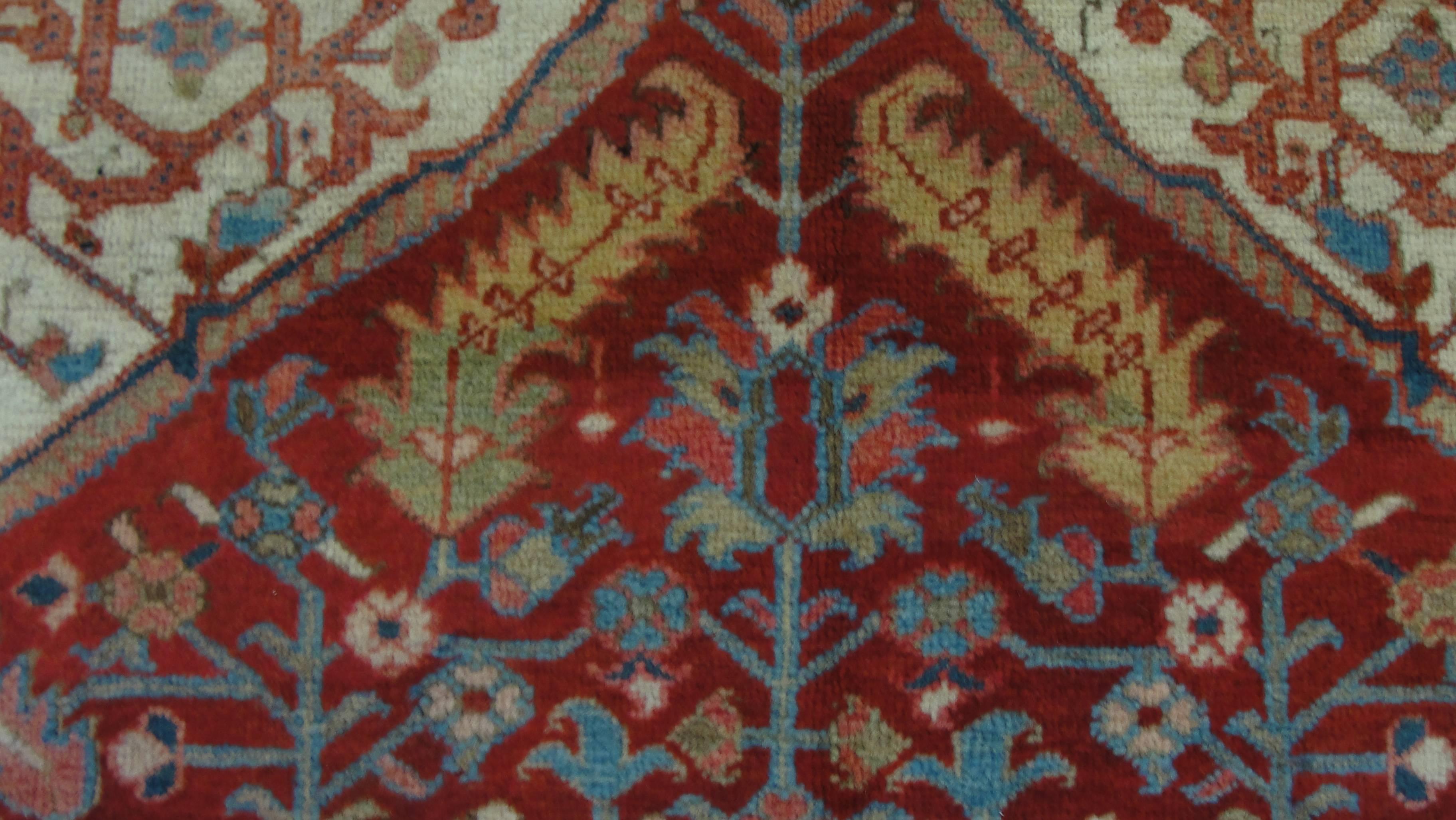 Hand-Woven Antique Persian Heriz Carpet, 9'3