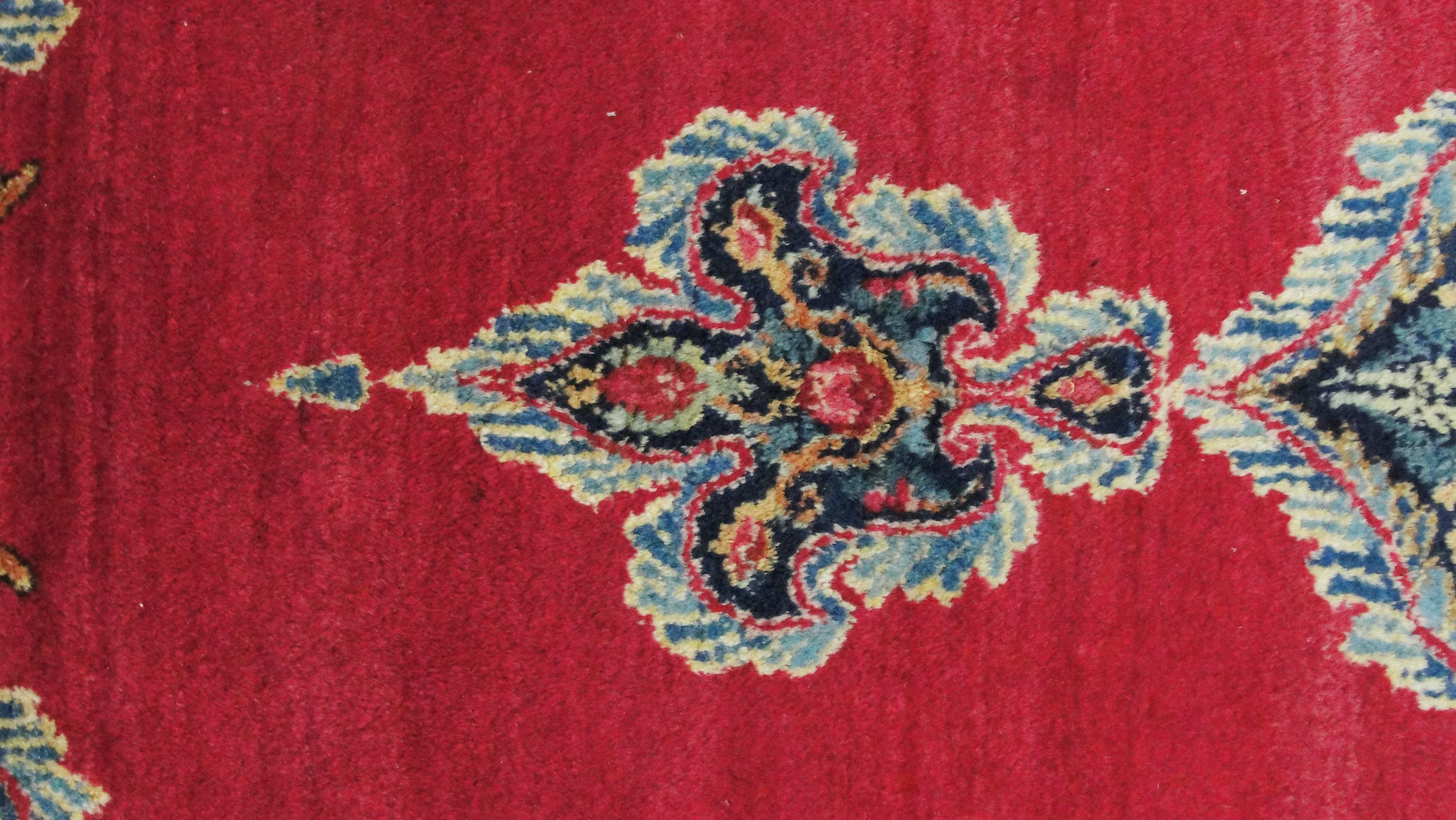 Wool Antique Persian Laver Kerman Rug For Sale