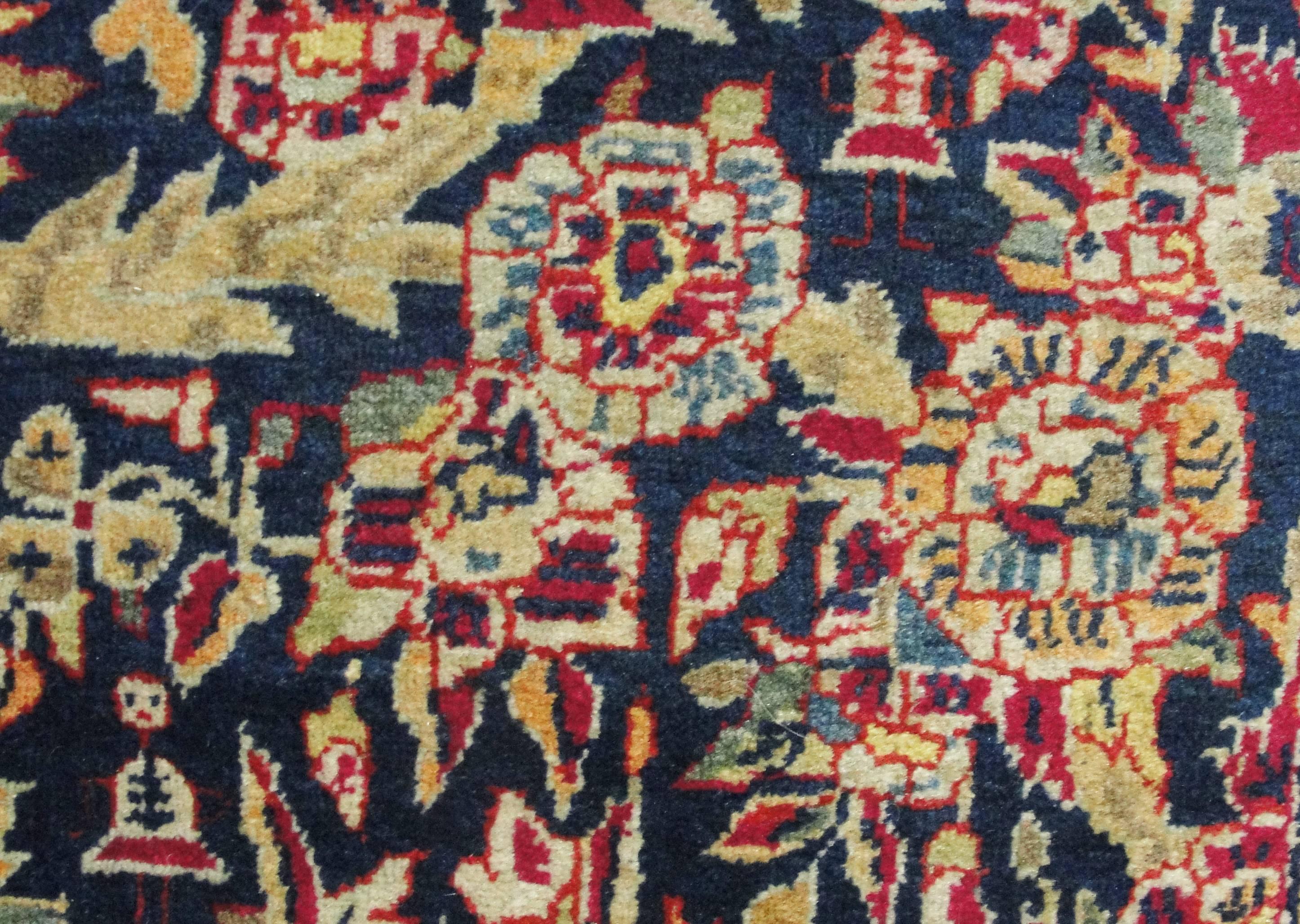 Hand-Woven Antique Persian Royal Kashan Rug, Free Shipping