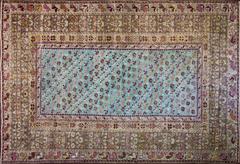 Antique Turkish Ghiordesh/ Oushak Carpet, 8'1" x 11' Unusual