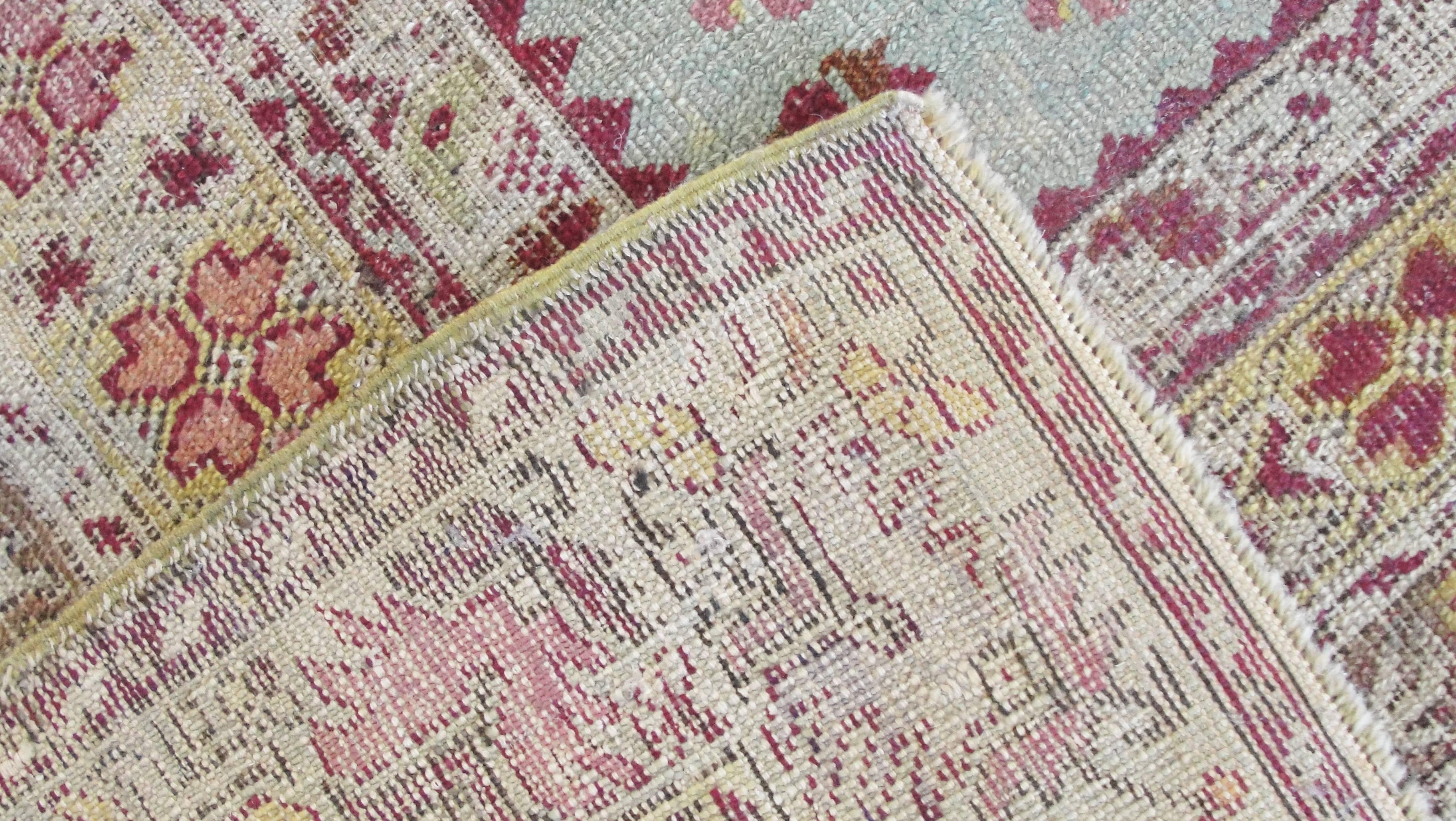 Hand-Woven Antique Turkish Ghiordesh/ Oushak Carpet, 8'1
