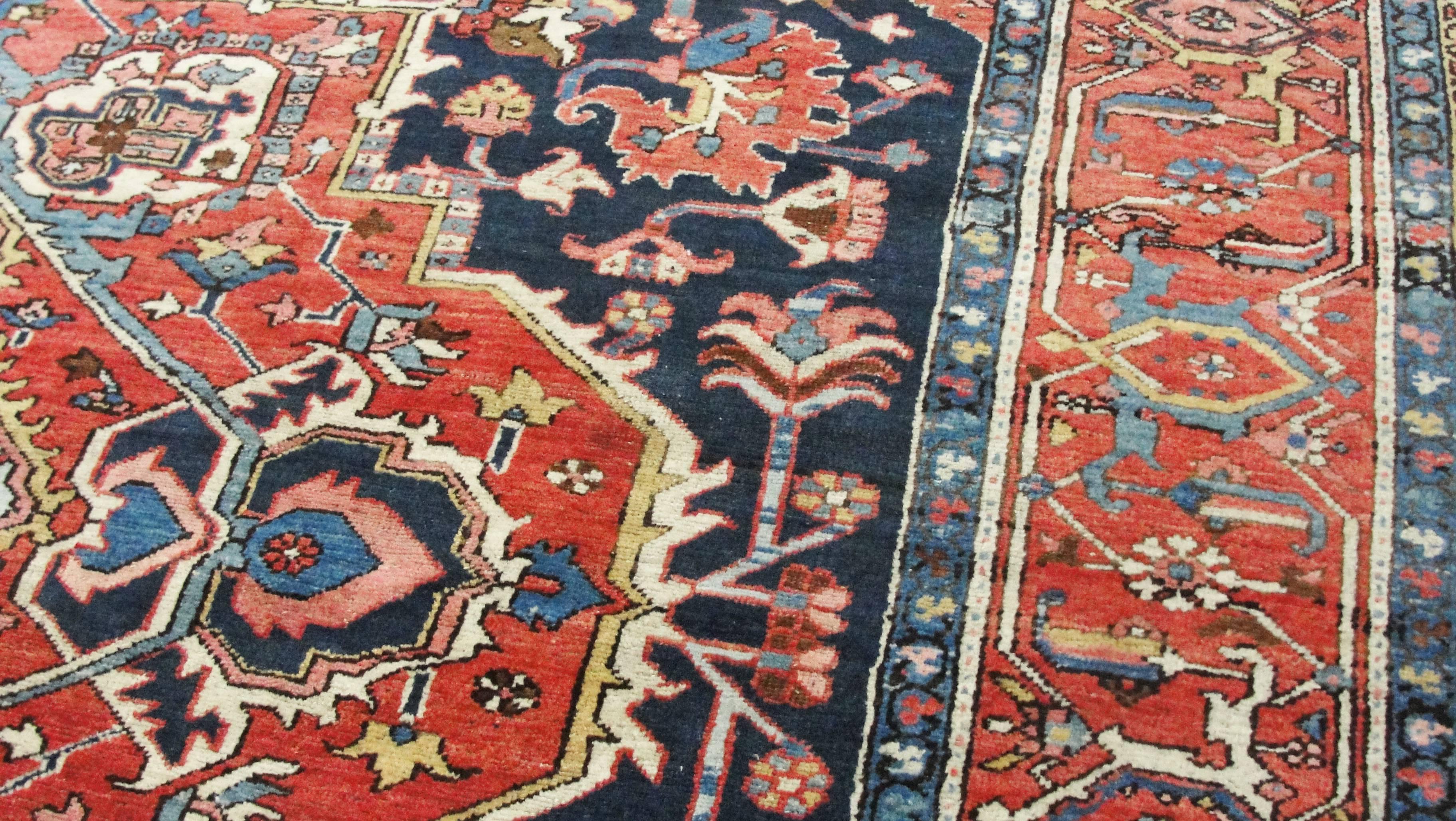 Hand-Woven Antique Serapi/ Karajah Baft Carpet For Sale